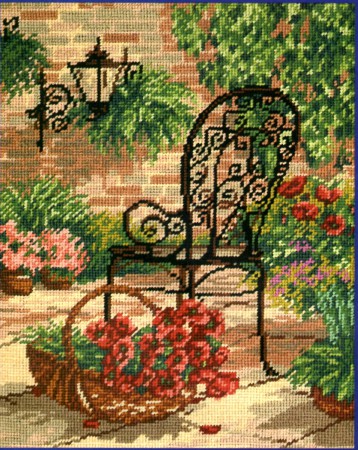 Záhrada so stoličkou